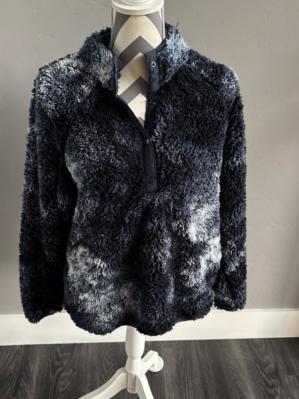 BKE Plush Half‑Snap Pullover Jacket - Navy/Gray